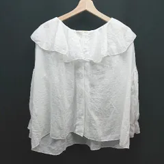 ◇ classicalelf クラシカルエルフ 無地 フリル カジュアル きれい 大人っぽい 長袖 シャツ サイズL ホワイト レディース E  【1309040064768】