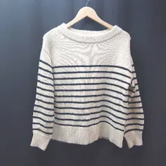 ◇ nano universe ナノ ユニバース ボーダー柄 カジュアル きれい ゆったり 長袖 ニット サイズF アイボリー レディース E  【1309040064119】