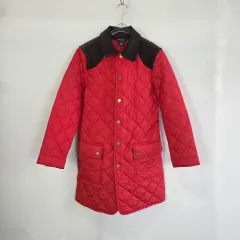 ラルフローレン キッズ キルティング ロング丈 ジャケット レッド コーデュロイ カラ