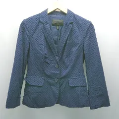 ◇ BANANA REPUBLIC ドット 刺繍 シングル バックスリット 長袖 テーラードジャケット サイズ2 ネイビー レディース E  【1309040065154】