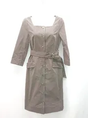 ◇ ◎ PROPORTION BODY DRESSING バックファスナー スクエアネック 長袖 ロング ワンピース サイズ3 ブラウン レディース E  【1309040067431】