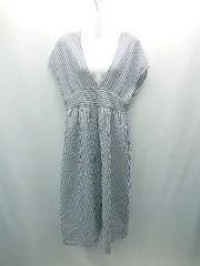 ◇ kakko ストライプ ボーダー柄　ノースリーブ 薄手 ロング ワンピース サイズL ネイビー レディース E  【1309040067073】