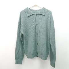 ◇ EMMA CLOTHES エマ クローズ リブ オーバーサイズ 厚手 長袖 カーディガン サイズM カーキ レディース E  【1309040066618】