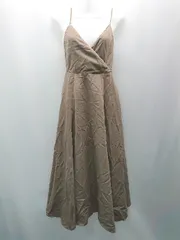 ◇ natural couture 裏地 切り返し 肩調節 サイドジップ ノースリーブ ロング丈 ワンピース サイズF ブラウン レディース E  【1309040068261】