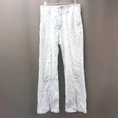 ◇ PAGEBOY ページボーイ センターライン ステッチ スリット ウォッシュ加工 デニムパンツ サイズL ブルー レディース E  【1309040067776】
