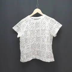 ◇ classicalelf クラシカルエルフ クルーネック 薄手 透け感 格子模様 半袖 カットソー サイズXL ホワイト レディース E  【1309040070288】