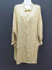 ◇ AZUL BY MOUSSY アズールバイマウジー フロントボタン 花柄 オーバーサイズ 長袖 シャツ サイズM イエロー レディース E  【1309040072473】