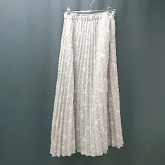 ◇ earthmusic&ecology ガーリー フェミニン 小花柄 ロング丈 プリーツ スカート サイズFREE グレー レディース E  【1309040074415】