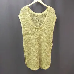 ◇ select moca カジュアル メッシュ ニット レイヤード 重ね着 スリット ベスト サイズFREE グリーン レディース E  【1309040074392】