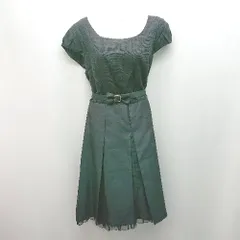 ◇ ◎ ru エレガント ツイード 異素材 フリル タック 半袖 ロング丈 ワンピース サイズⅯ5 ブラック レディース E  【1309040073913】