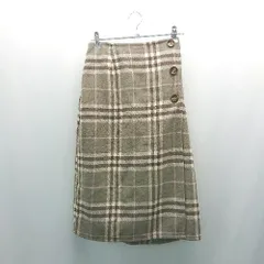 ◇ tocco バックウエストゴム チェック柄 透け感なし ロング ストレート スカート サイズM ブラウン系 レディース E  【1309040075245】