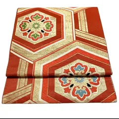 ［5298］袋帯 花亀甲繋ぎ 金糸 六通 正絹 着物 フォーマル