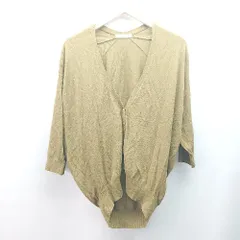 ◇ AMERICANHOLIC 生地薄手 前ボタン閉め 半袖 カーディガン サイズF マスタード レディース E  【1309040077546】