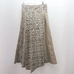 ◇ OZOC オゾック チェック柄 おしゃれ 大人っぽい 秋冬 ロング フレア スカート サイズ38 ベージュ レディース E  【1309040078581】