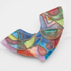 M112 七宝 ブローチ 大ぶり マルチカラー デザイン ヴィンテージ