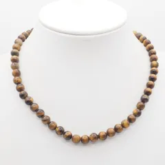 M132 タイガーアイ 8mm珠 ネックレス シルバー デザイン