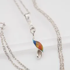 L964 ターコイズ風 シェル 作家物? 925刻印 ペンダント ネックレス インレイ デザイン シルバー ヴィンテージ