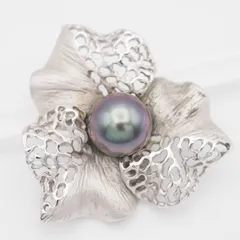 L974 淡水真珠 パール SILVER刻印 ペンダント トップ フラワー デザイン シルバー チャーム ヘッド 6月誕生石