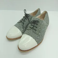 ◇ Marie femme ギンガムチェック柄 レースアップリボン 綺麗め ローヒール ローファー サイズ23.0 グレー レディース E  【1309040079694】のサムネイル