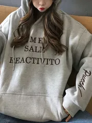 パーカー レディース 裏起毛 秋 冬 トレーナー トップス フード付き ゆったり スウェット プルオーバー 大きいサイズ 長袖 英字柄 プリント