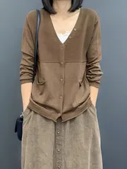 ワインレッド ボタンカーディガン レディース ゆったり 長袖 ニットアウター 秋冬 カジュアル ジャケット レイヤード ニットインナー