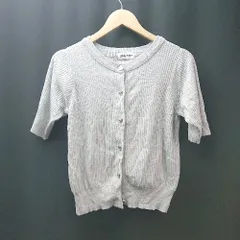 ◇ fredyemue フレディエミュ ハートボタン ガーリー 生地薄手 半袖 カーディガン サイズ38 グレー レディース E  【1309040080997】