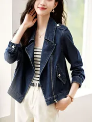 デニムジャケット レディース テーラード風 Gジャン ショート丈 ゆったり おしゃれ キレイめ 柔らかい ジージャン デニム地 女性トップス 