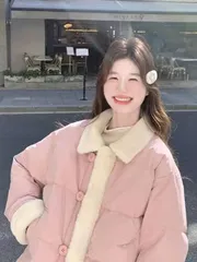 新作 厚手 フード付き パッフジャケット 保温 ダウンライク コート 女性用 短丈 小柄 ゆったり カジュアル ポケット