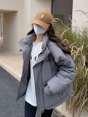 レディース 中綿ジャケット フード付き ショート丈 アウター 秋冬 厚手 韓国風 可愛い カジュアル 通勤 通学 カジュアル ジッパー