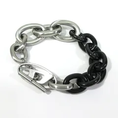 【三重本店】 中古 DIESEL | ディーゼル DX153100DJW Dx1531931 Dロゴ ツートーン チェーン ブレスレット カラー：シルバー×ブラック 【134】