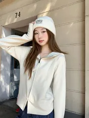 ジップアップパーカー レディース フード付き ハイネック 長袖 ジャケット トレーナー 裏起毛 ゆったり 無地 カジュアル 春秋