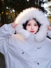 アウトドア ダウンジャケット レディース フード付き毛皮のコート アウトドアダウンジ 軽量 カジュアルパーカー 通勤 レジャー アウトドア 