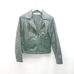 ◇ ray cassin ジップアップ ライダースジャケット 合成皮革 クール 長袖 ブルゾン サイズFREE ブラック レディース E  【1309040083455】