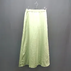 ◇ jeanasis サテン サイドファスナー カジュアル ガーリー ロング丈 フレア スカート サイズFREE グリーン レディース E  【1309040085589】