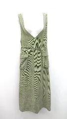 ◇ ◎ discoat ジャンパースカート コーデュロ Vネック カジュアル ロング丈 ワンピース サイズFREE グリーン レディース E  【1309040085282】