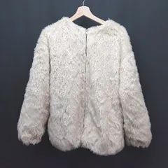◇ NICE CLAUP ナイスクラップ ファー生地 モコモコ ジップアップ ガーリー 長袖 コート サイズF ベージュ レディース E  【1309040088054】のサムネイル