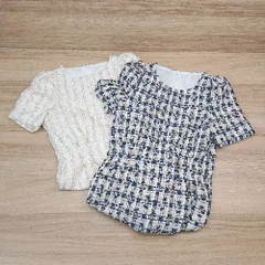 ◇ 《 DAZY デイジー まとめ売り2点セット Sサイズ ツイード生地 上品 綺麗め 刺繍 ワンピース レディース 》 E  【1309040088214】