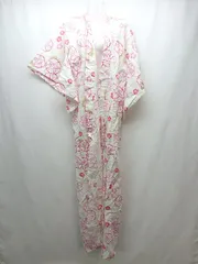 ◇ ノーブランド 花柄 夏物 祭り おしゃれ 涼しげ 綺麗め 浴衣 長袖 ロング ワンピース 表記なし ホワイト系 レディース E  【1309040089907】