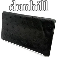 dunhill ダンヒル 長財布 オーストリッチ レザー ブラック 二つ折り ロングウォレット 本革 高級感 薄型 スリム メンズ 紳士用 ビジネス フォーマル