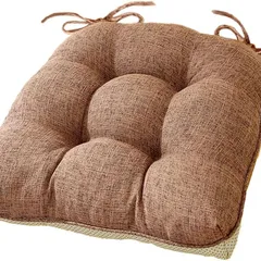 【選べる3カラー座布団 2枚セット】 椅子用クッション ダイニングチェア クッション 紐付きシートクッション 綿と麻 厚め 馬蹄形 チェアクッション くならない 人気ランキング 高反発 無地 滑り止め オールシーズン a-359