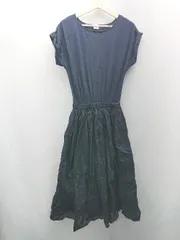 ◇ URBAN RESEARCH DOORS コットン100% ウエストゴム 大人っぽい 半袖 ロング ワンピース サイズF ブラック レディース E  【1309040091511】