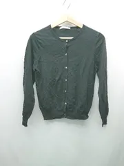 ◇ URBAN RESEARCH DOORS コットン100% フロントボタン ショート丈 長袖 カーディガン サイズONE ブラック レディース E  【1309040091160】