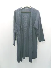 ◇ JEANASIS ジーナシス ロング丈 ポケット ニット カジュアル 長袖 カーディガン サイズF ネイビー レディース E  【1309040092914】