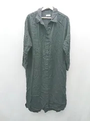 ◇ LOWRYS FARM フロントボタン カジュアル ポケット 長袖 ロング シャツワンピース サイズF ブラック レディース E  【1309040092792】