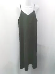 ◇ Discoat Vネック 無地 シンプル 夏向け カジュアル ノースリーブ ロング丈 ワンピース 表記なし ブラック レディース E  【1309040096639】