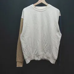 ◇ Sonny Label クルーネック 切り返し ストレッチ 長袖 トレーナー サイズL ベージュ ネイビー クリーム レディース E  【1309040099913】