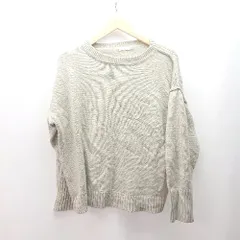 ◇ LOWRYS FARM ローリーズファーム クルーネック 起毛 ケーブル ストレッチ 長袖 ニット サイズF ベージュ レディース E  【1309040099586】