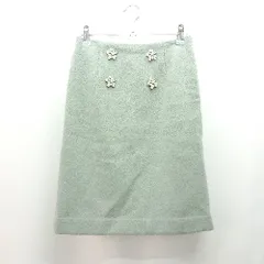 ◇ PROPORTION BODY DRESSING フラワービジュー ムートン生地 上品 ミニ タイト スカート サイズ2 グリーン レディース E  【1309250003717】