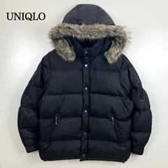 UNIQLO 00s y2k archive Fur hoodie down jacket XL ユニクロ ファーフード 光沢 ダウンジャケット ドローコード 短丈 平成 お兄系