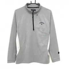 キャロウェイ 長袖ハイネックシャツ 杢グレー×黒 ハーフジップ サイド切替 胸ジップポケット  メンズ M ゴルフウェア Callaway